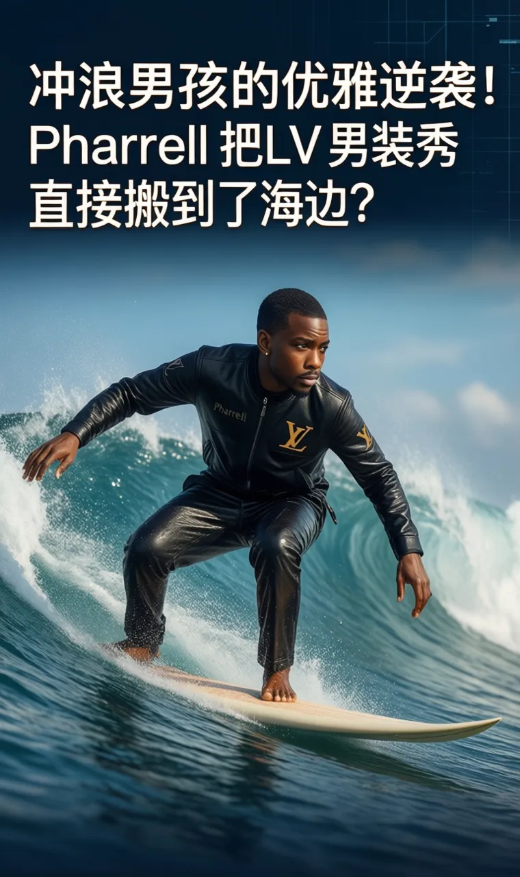 冲浪男孩的优雅逆袭！Pharrell 把 LV 男装秀直接搬到了海边？
