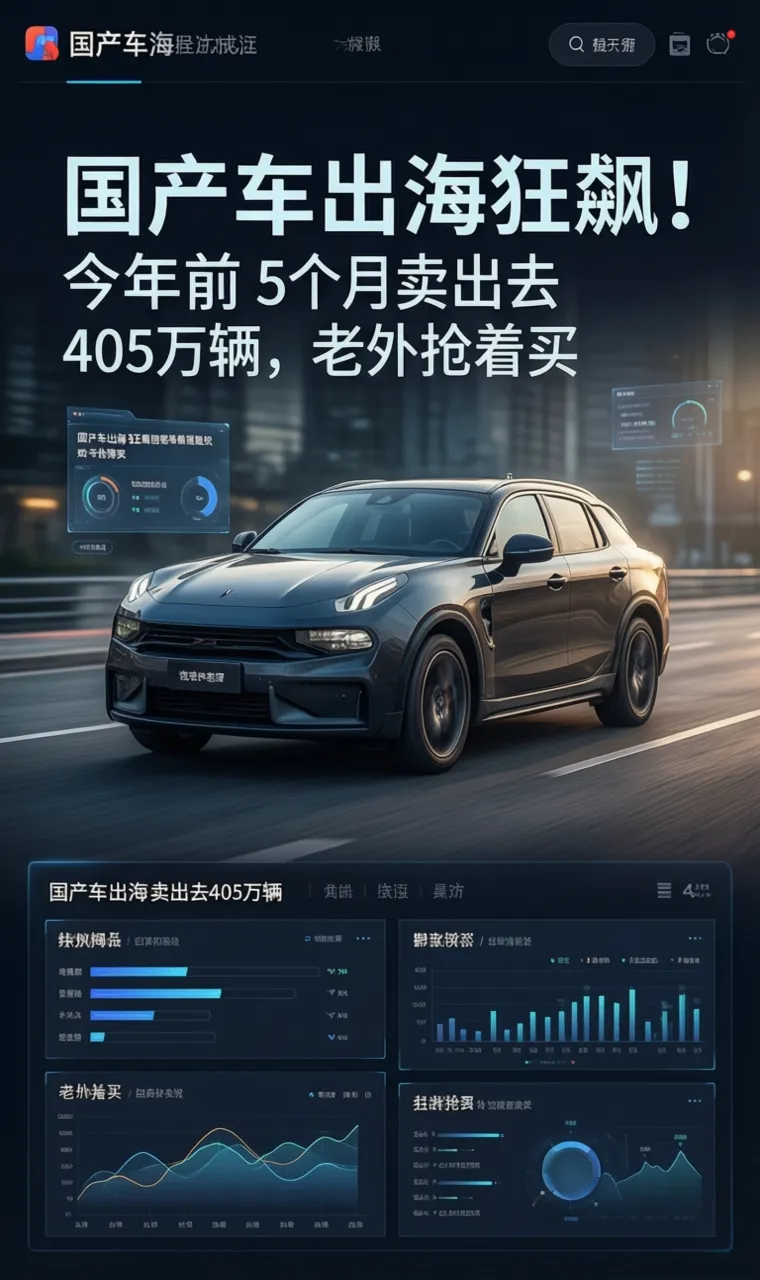 国产车出海狂飙！今年前5个月卖出去405万辆，老外抢着买