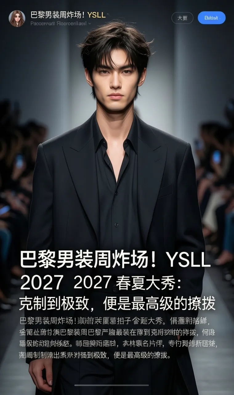 巴黎男装周炸场！YSL 2027 春夏大秀：克制到极致，便是最高级的撩拨