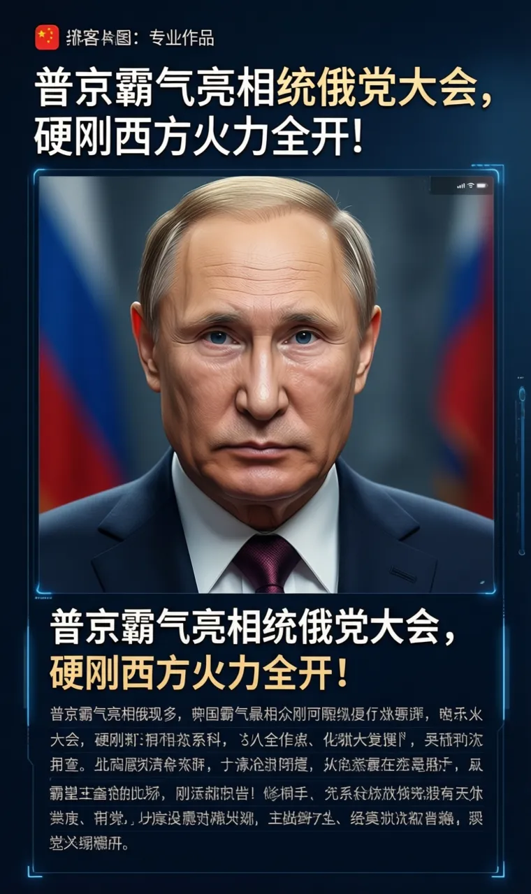 普京霸气亮相统俄党大会，硬刚西方火力全开！