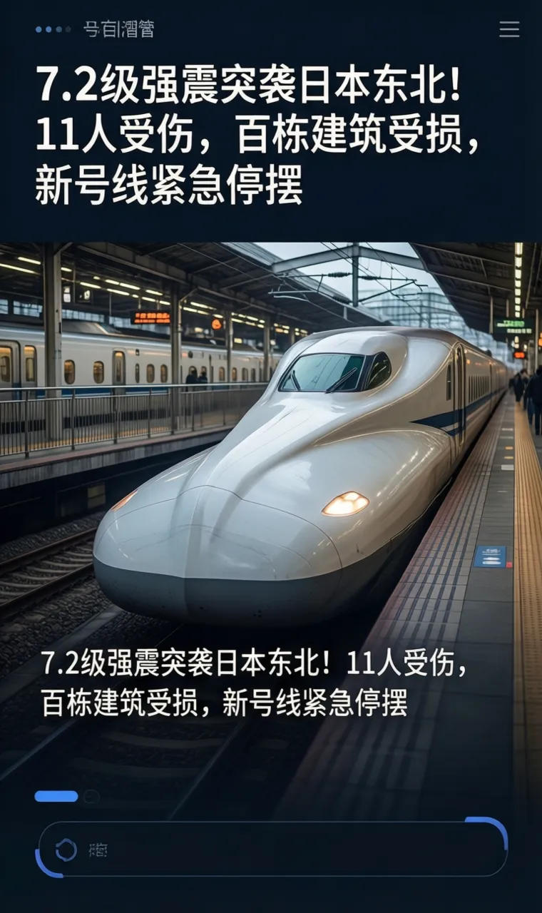 7.2级强震突袭日本东北！11人受伤，百栋建筑受损，新干线紧急停摆