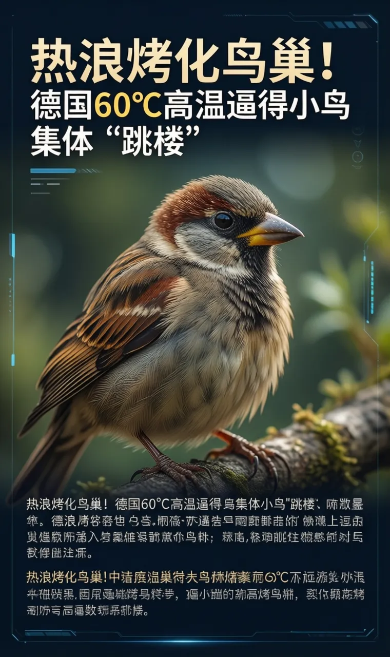 热浪烤化鸟巢！德国60℃高温逼得小鸟集体
