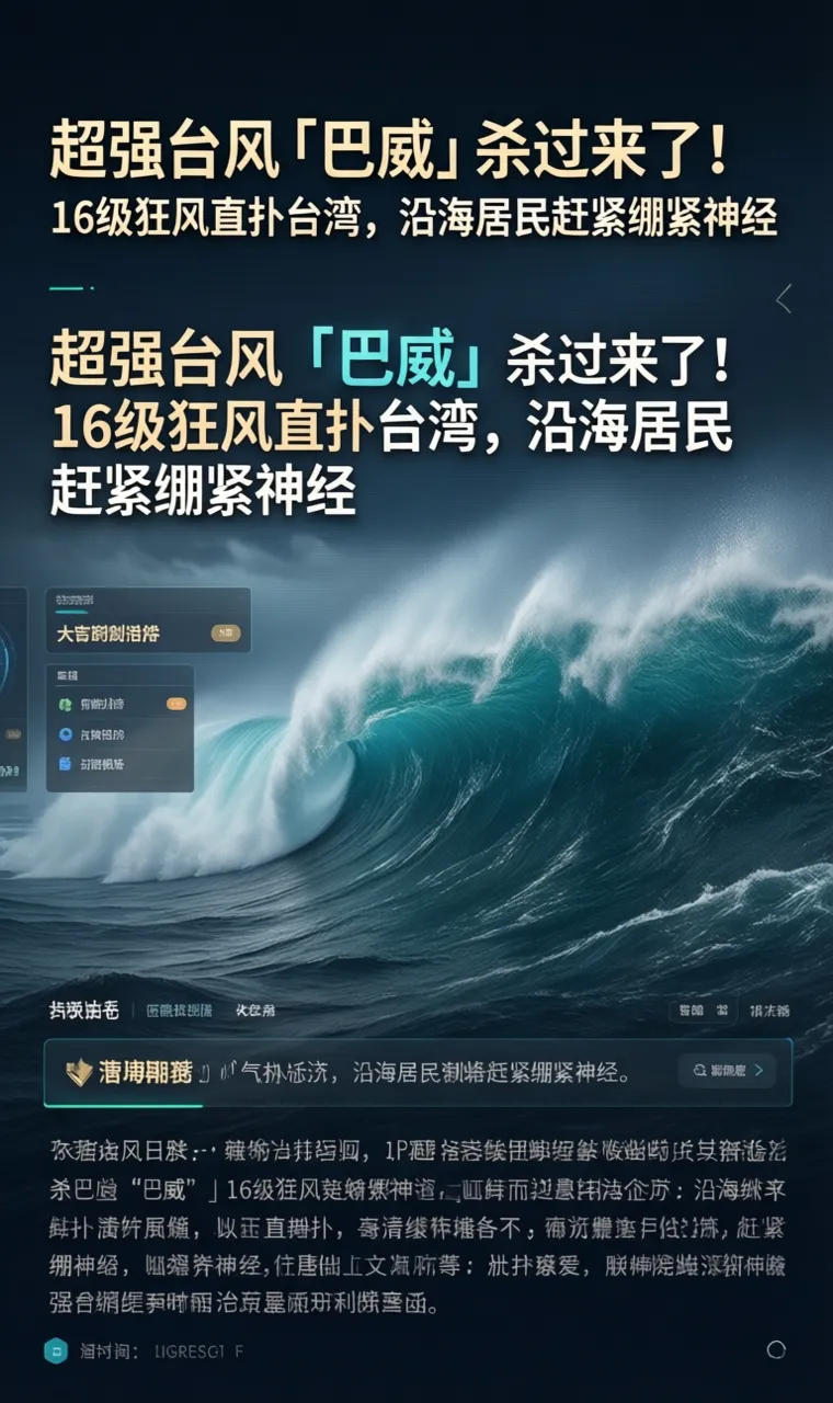 超强台风「巴威」杀过来了！16级狂风直扑台湾，沿海居民赶紧绷紧神经
