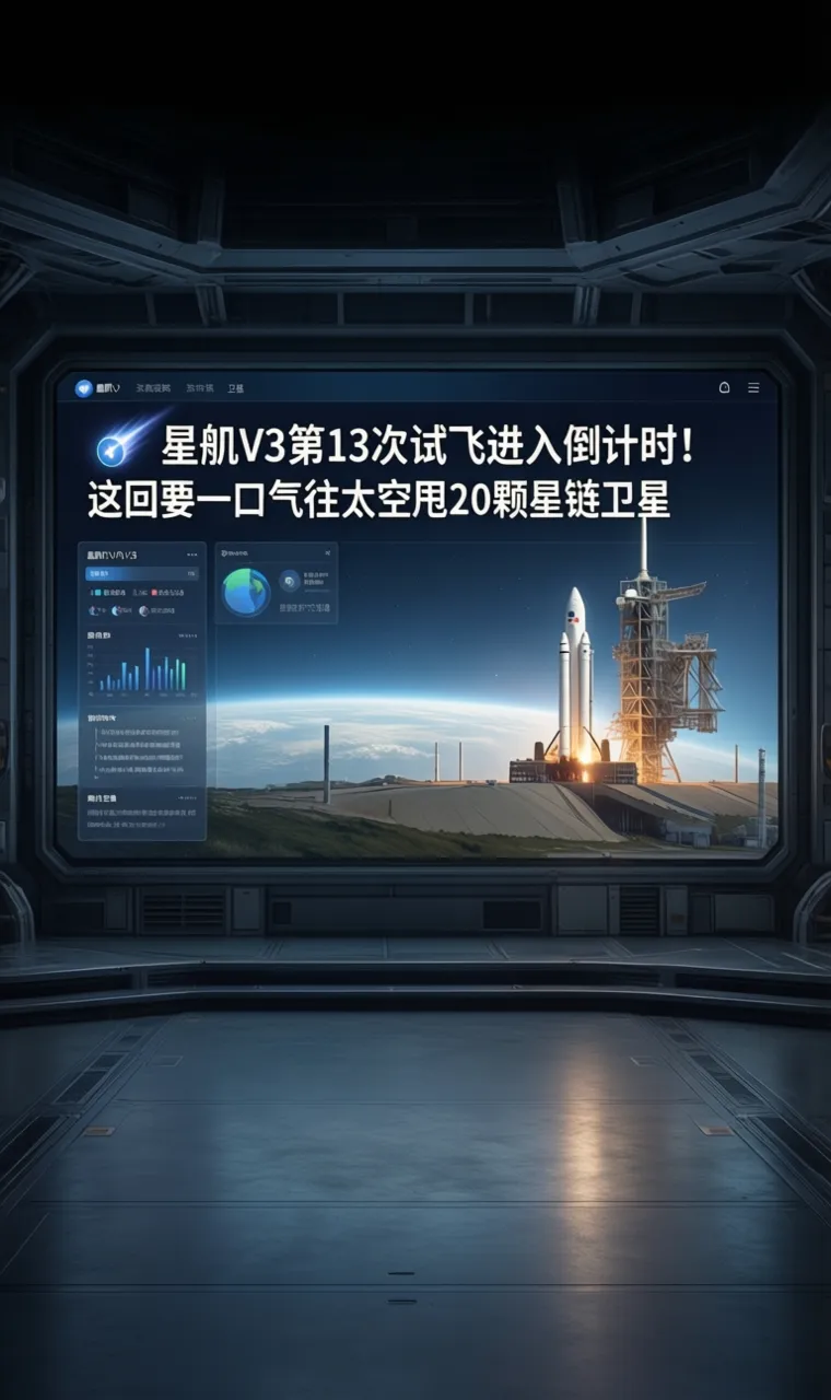 🚀 星舰V3第13次试飞进入倒计时！这回要一口气往太空甩20颗星链卫星