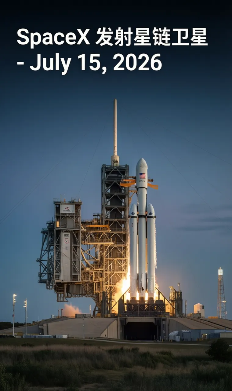 SpaceX 发射星链卫星 - July 15, 2026