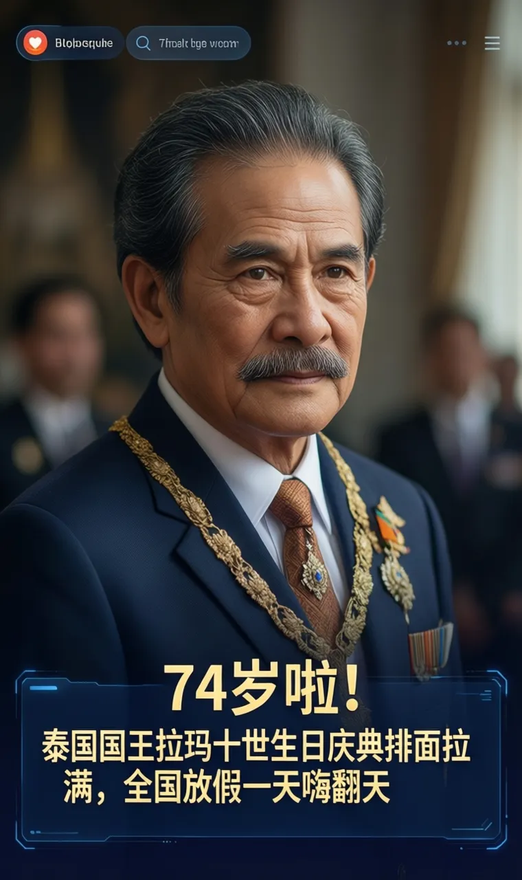 74岁啦！泰国国王拉玛十世生日庆典排面拉满，全国放假一天嗨翻天