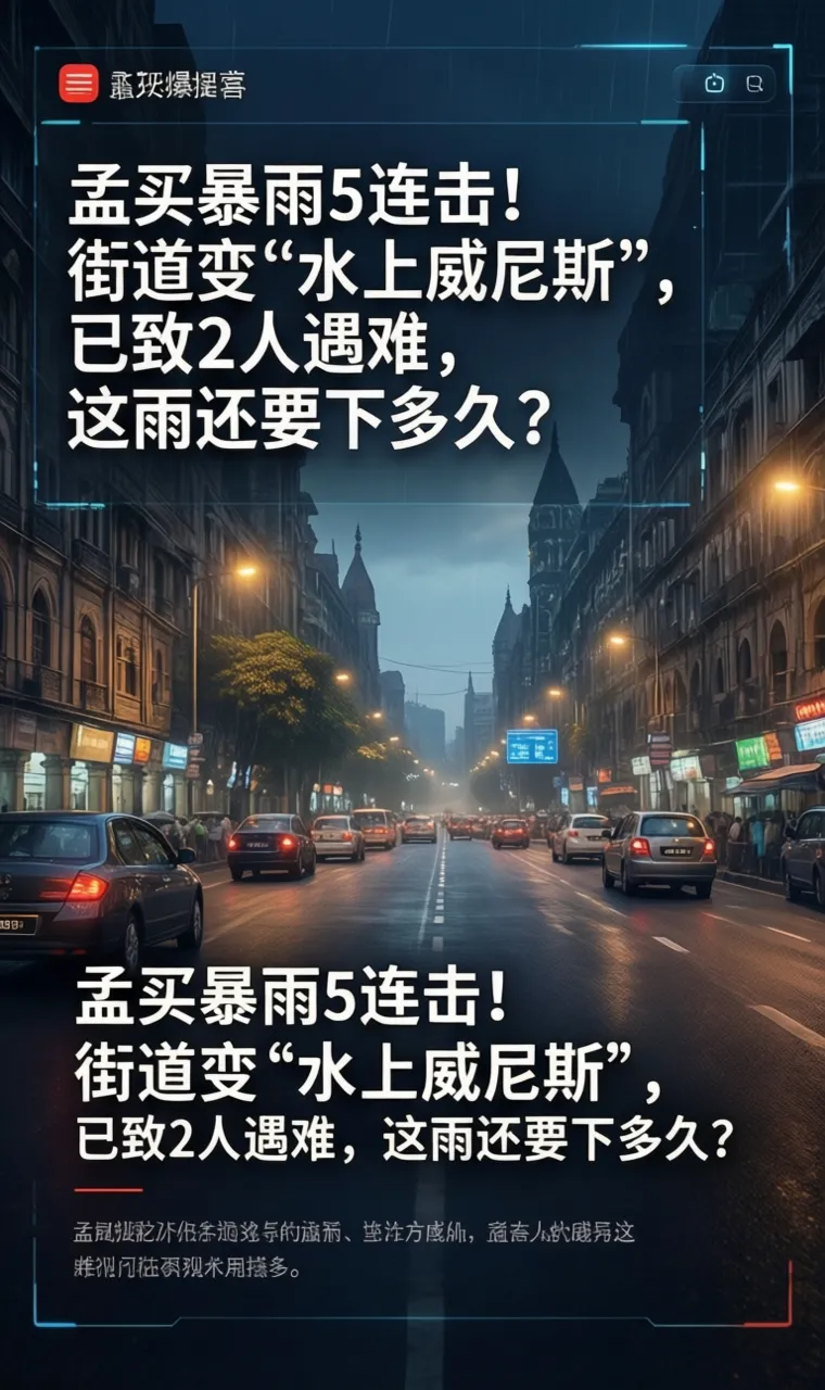 孟买暴雨5连击！街道变
