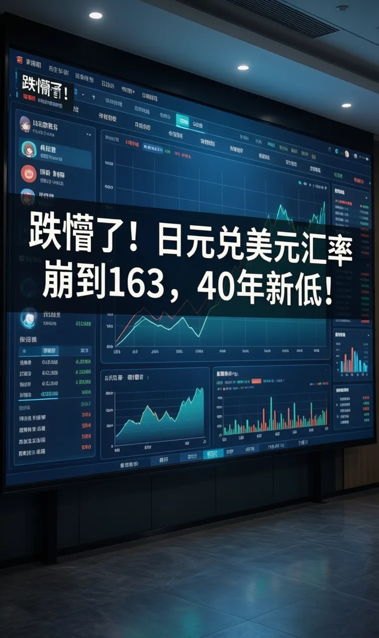 跌懵了！日元兑美元汇率崩到163，40年新低！