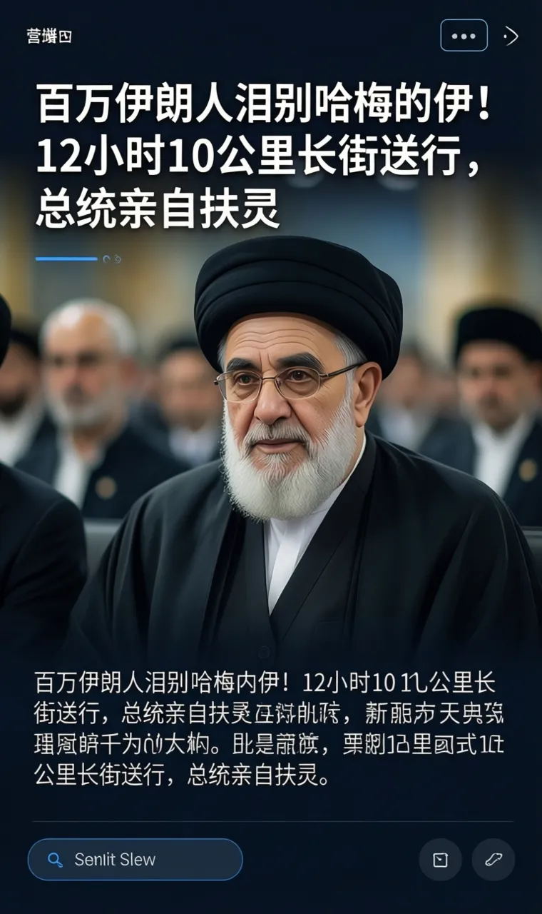 百万伊朗人泪别哈梅内伊！12小时10公里长街送行，总统亲自扶灵