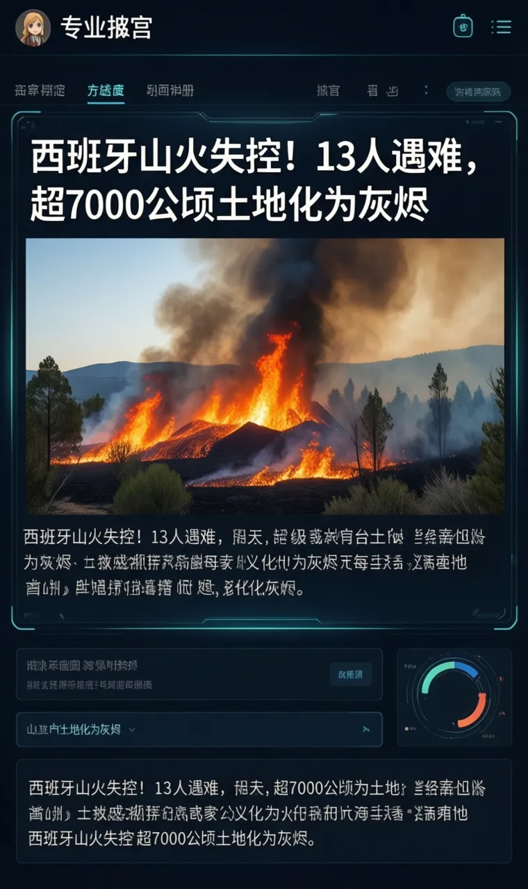 西班牙山火失控！13人遇难，超7000公顷土地化为灰烬