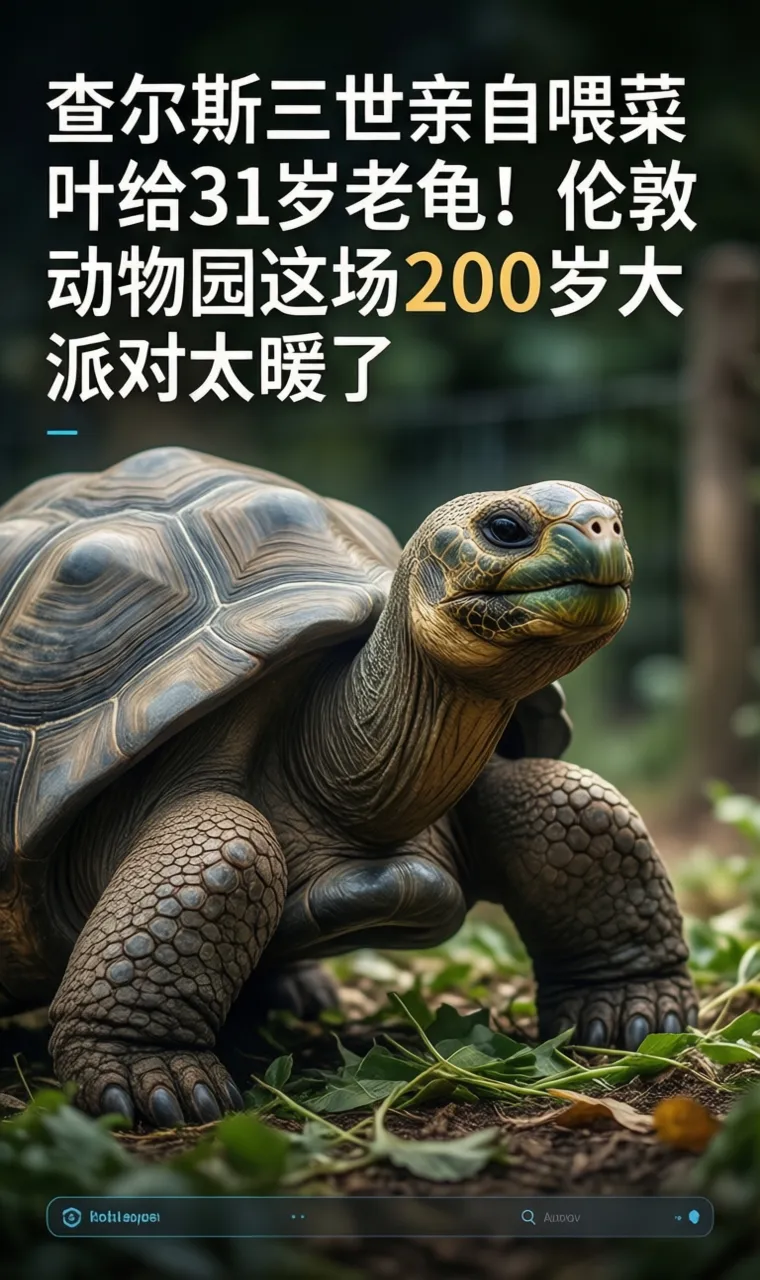 查尔斯三世亲自喂菜叶给31岁老龟！伦敦动物园这场200岁大派对太暖了