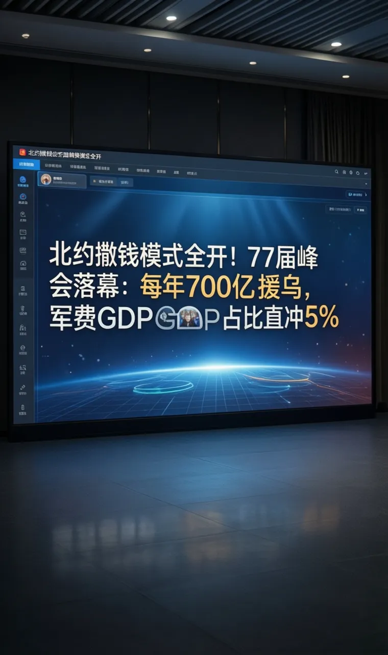北约撒钱模式全开！77届峰会落幕：每年700亿援乌，军费GDP占比直冲5%