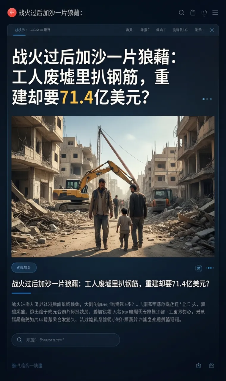 战火过后加沙一片狼藉：工人废墟里扒钢筋，重建却要71.4亿美元？