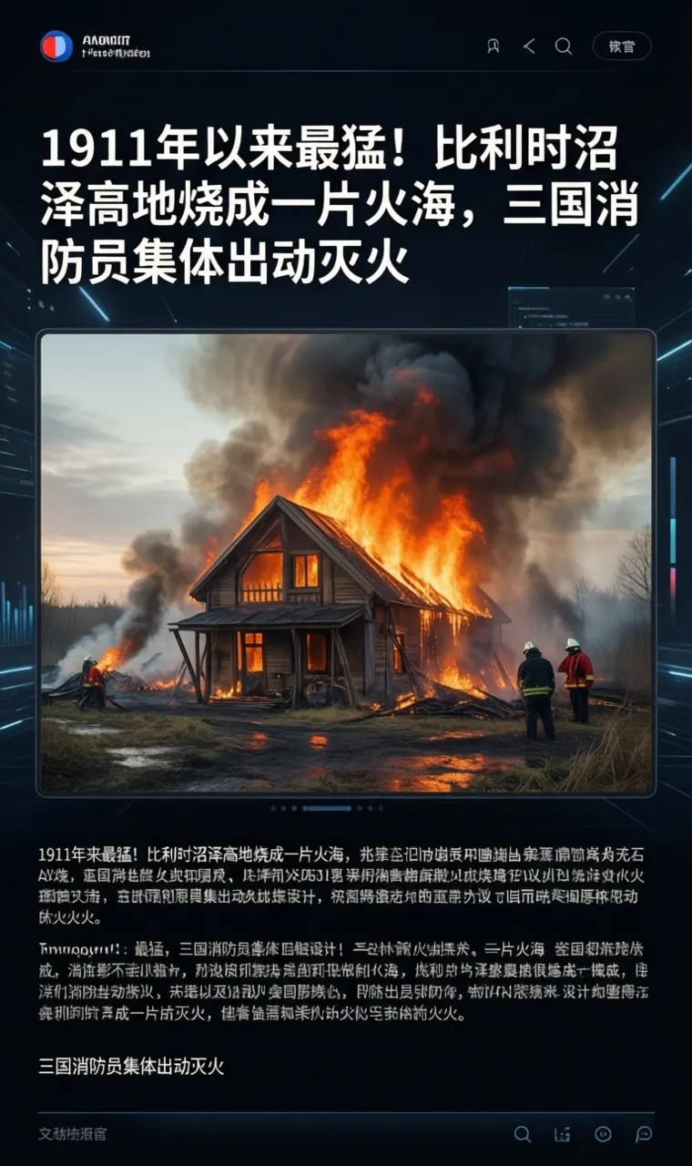 1911年以来最猛！比利时沼泽高地烧成一片火海，三国消防员集体出动灭火