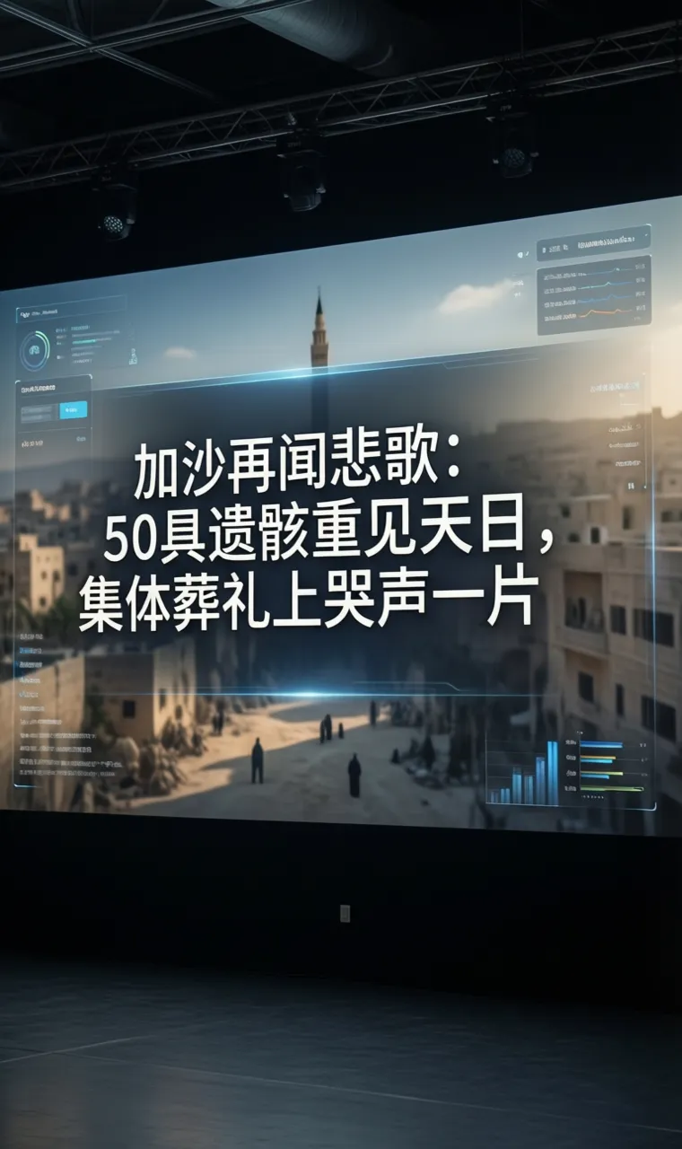 加沙再闻悲歌：50具遗骸重见天日，集体葬礼上哭声一片