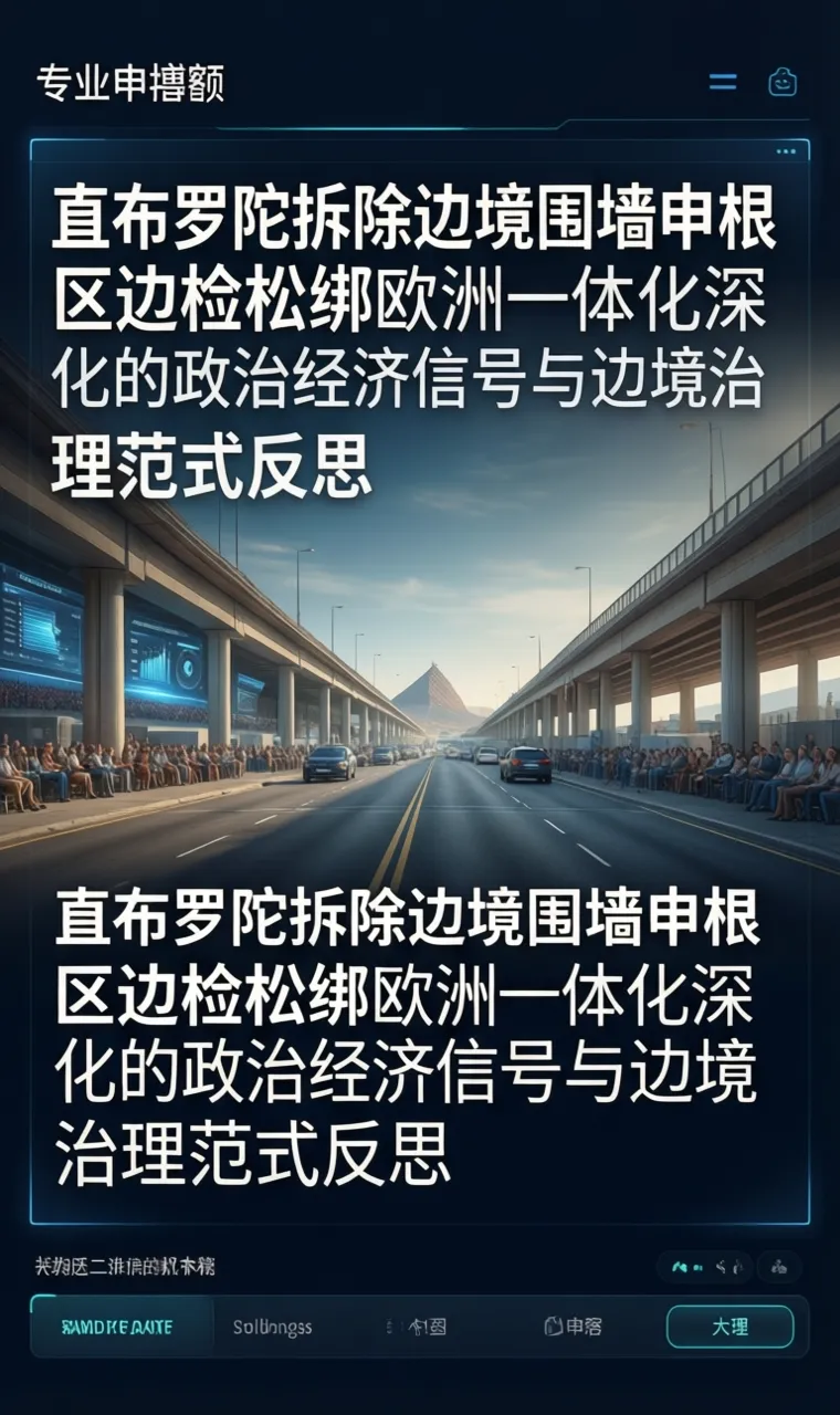 直布罗陀拆除边境围墙申根区边检松绑欧洲一体化深化的政治经济信号与边境治理范式反思