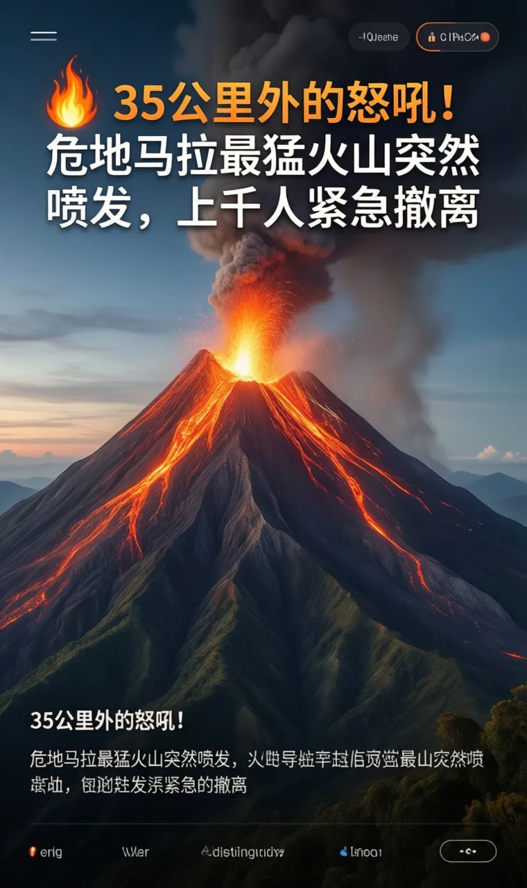 🔥 35公里外的怒吼！危地马拉最猛火山突然喷发，上千人紧急撤离