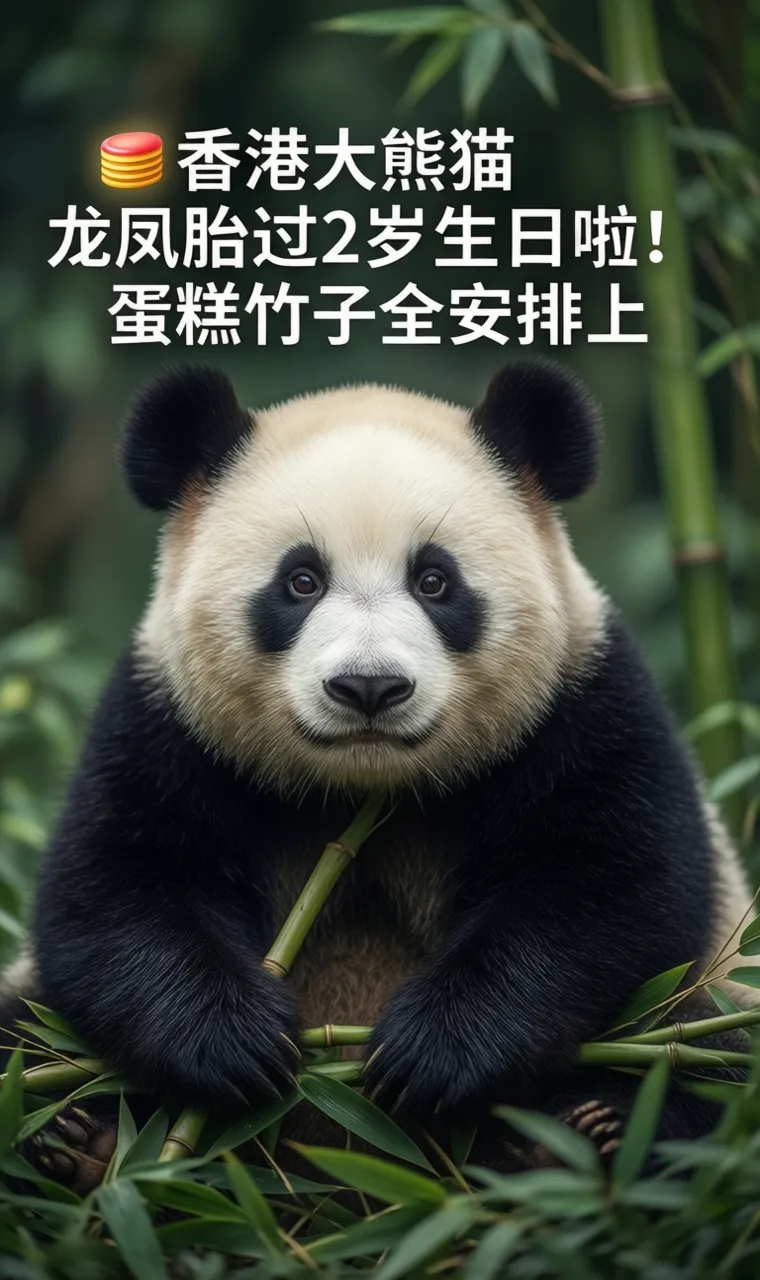 🎂 香港大熊猫龙凤胎过2岁生日啦！蛋糕竹子全安排上