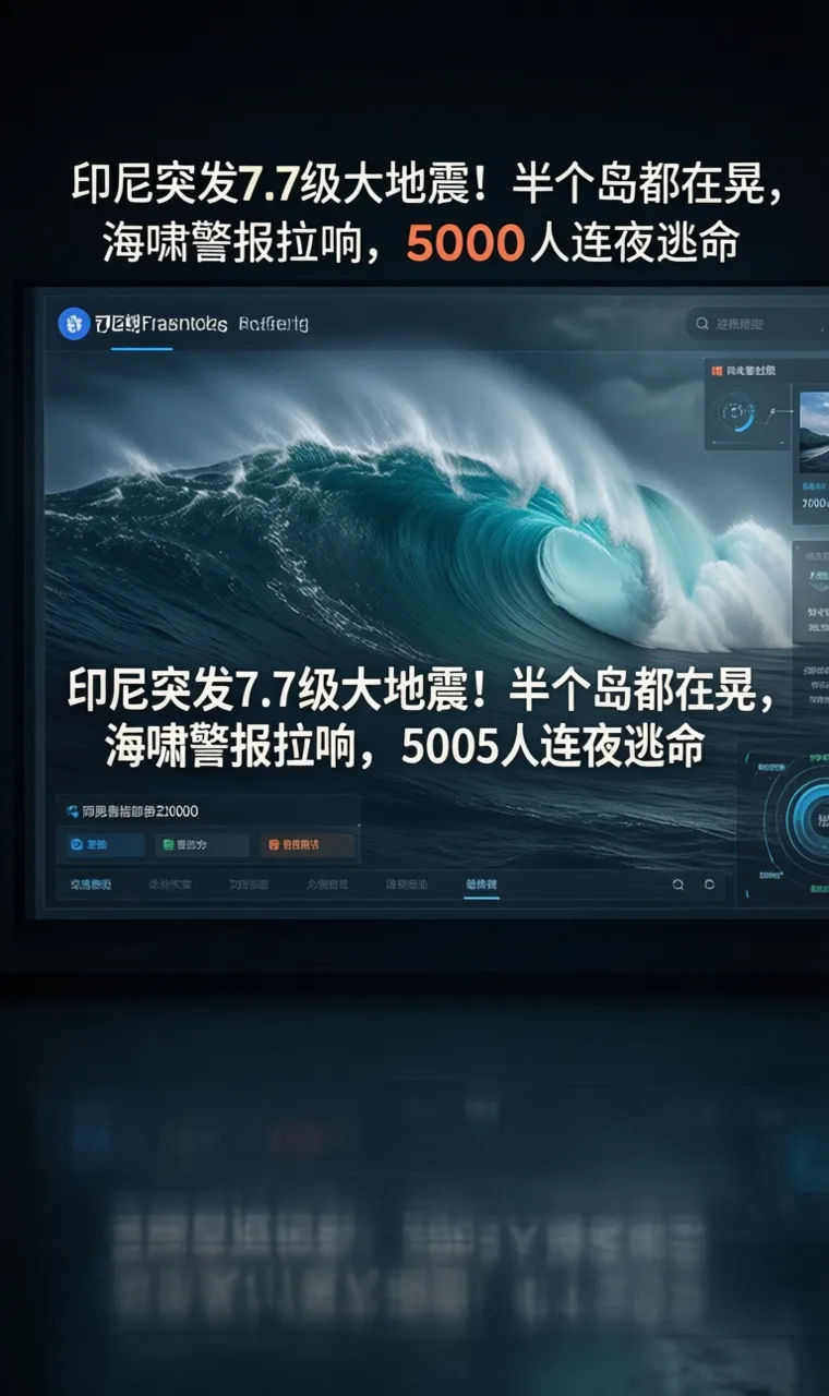 印尼突发7.7级大地震！半个岛都在晃，海啸警报拉响，5000人连夜逃命