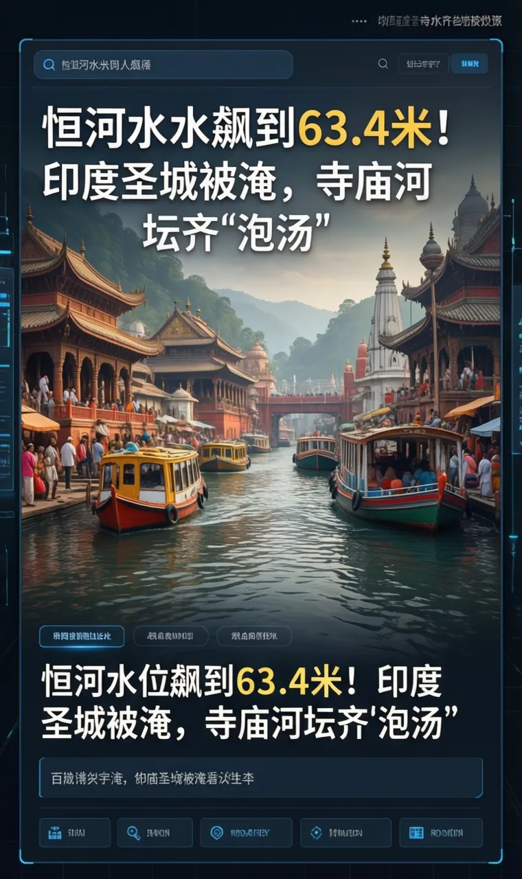 恒河水位飙到63.4米！印度圣城被淹，寺庙河坛齐