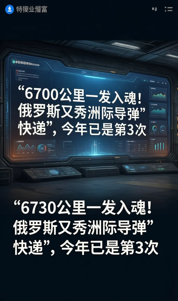 6700公里一发入魂！俄罗斯又秀洲际导弹