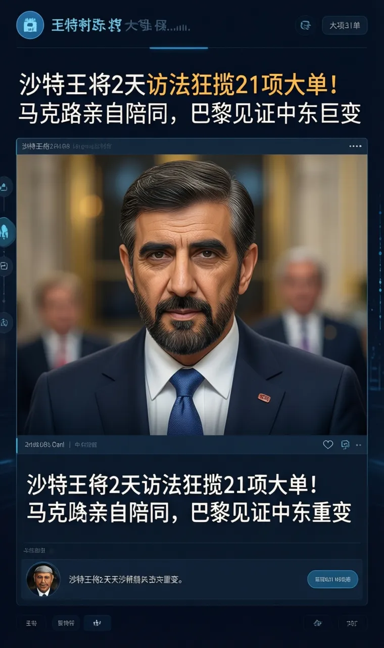 沙特王储2天访法狂揽21项大单！马克龙亲自陪同，巴黎见证中东巨变