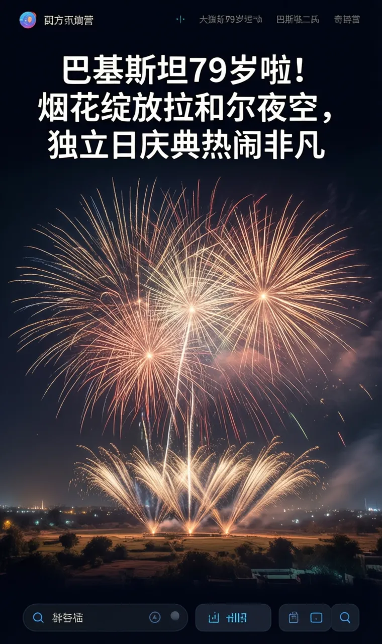 巴基斯坦79岁啦！烟花绽放拉合尔夜空，独立日庆典热闹非凡