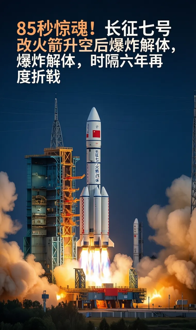 85秒惊魂！长征七号改火箭升空后爆炸解体，时隔六年再度折戟